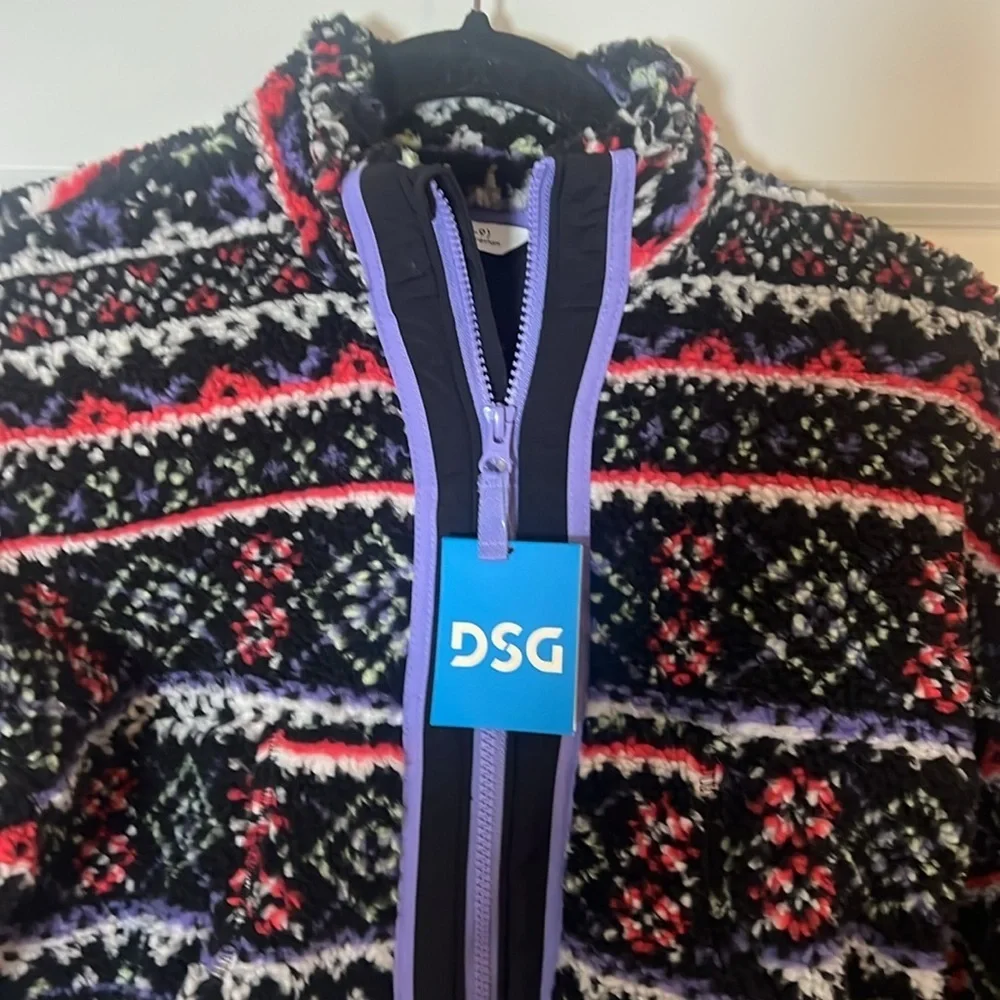 DSG Cozy Fleece Full Zip Girls Funky Flair Isle Multiple Sizes Small and XL
